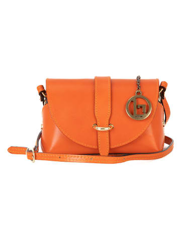 Lia Biassoni Leder-Umhängetasche in Orange - (B)17 x (H)12 x (T)8 cm