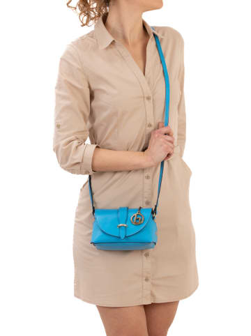 Lia Biassoni Skórzana torebka w kolorze błękitnym - 17 x 12 x 8 cm