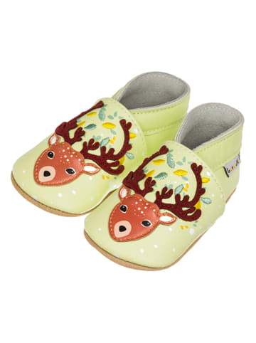 Lait et Miel Leder-Krabbelschuhe "Reindeer" in Hellgrün