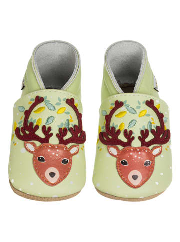 Lait et Miel Leder-Krabbelschuhe "Reindeer" in Hellgrün