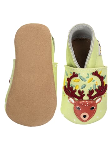 Lait et Miel Leder-Krabbelschuhe "Reindeer" in Hellgrün