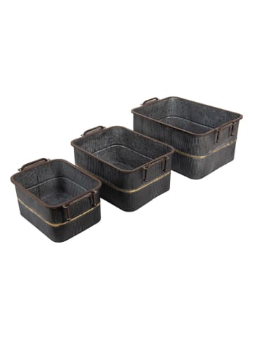 Clayre & Eef 3-delige set: plantenbakken grijs