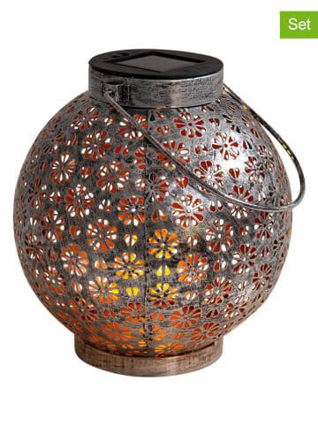 näve 2-delige set: decoratieve ledsolarlampen zilverkleurig - (H)19,5 cm