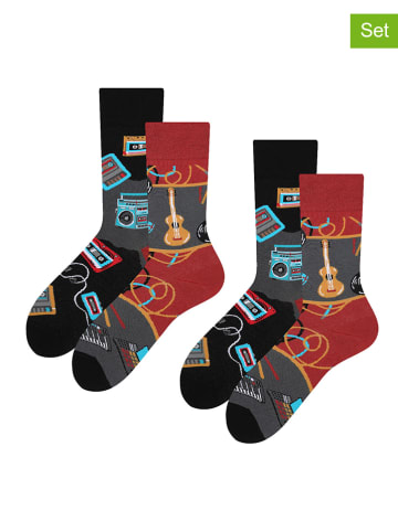 TODO SOCKS 2-delige set: sokken zwart/rood