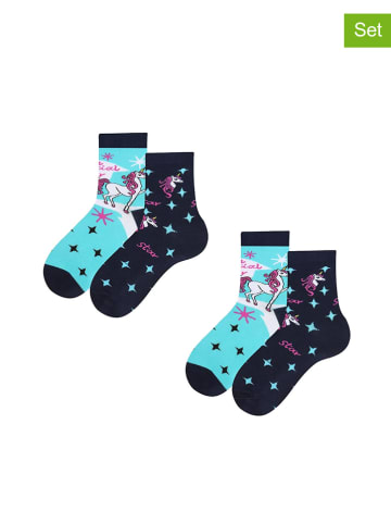 TODO SOCKS 2-delige set: sokken donkerblauw/turquoise