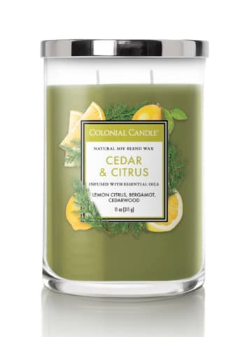 Colonial Candle Duftkerze "Cedar & Citrus" in Grün - 311 g