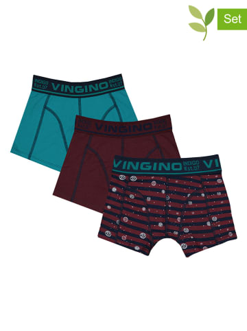 Vingino 3-delige set: boxershorts bordeaux/turquoise