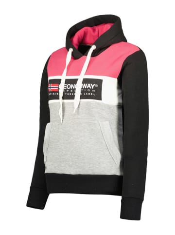 Geographical Norway Hoodie "Golem" in Grau/ Pink/ Schwarz