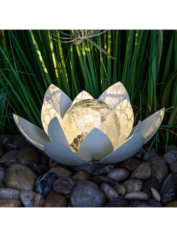 Garden Hero Decoratieve ledsolarlamp "Lotus" crème - (H)12 cm