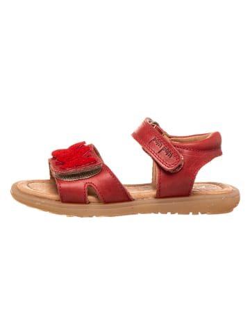 POM POM Leder-Sandalen in Rot