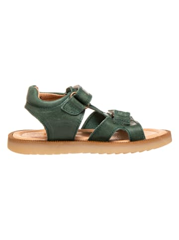 POM POM Leder-Sandalen in Grün