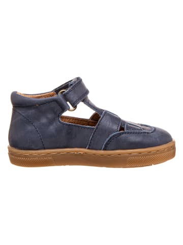 POM POM Leder-Halbsandalen in Dunkelblau