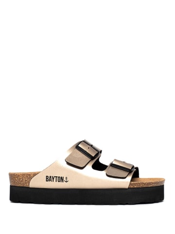 BAYTON Slippers "Japet" zilverkleurig/bruin