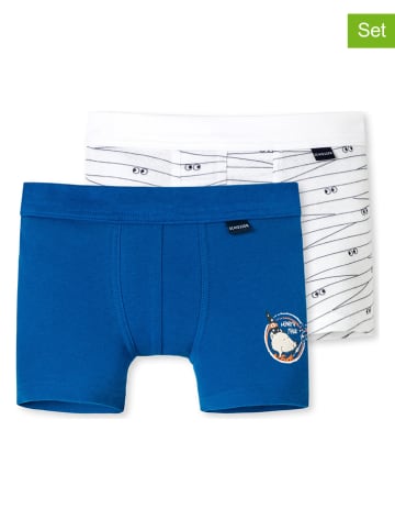 Schiesser 2-delige set: boxershorts blauw/wit