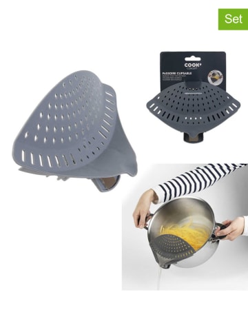 ALL FOR MY KITCHEN 2er-Set: Abgießhilfen in Grau - (B)18 x (H)9 x (T)11,5 cm