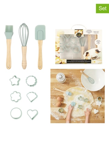 The Home Deco Kids 9-częściowy zestaw dziecięcy w kolorze błękitno-jasnobrązowym do wypieków