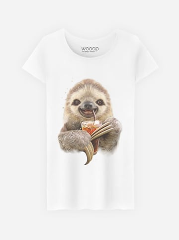 WOOOP Shirt "Sloth And Drink" in Weiß