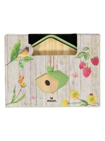 moses. Domek dla ptaków "Leaf & Blossom" w kolorze zielonym - 14,5 x 12 x 16 cm