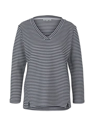 Tom Tailor Sweatshirt in Dunkelblau/ Weiß