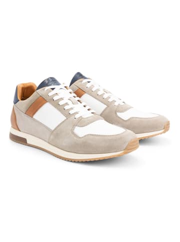 DENBROECK Skórzane sneakersy "Leonard St." w kolorze karmelowo-biało-beżowym