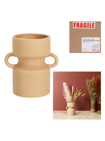 Ethnical Life Vase in Beige - (B)14,5 x (H)15,5 x (T)10 cm