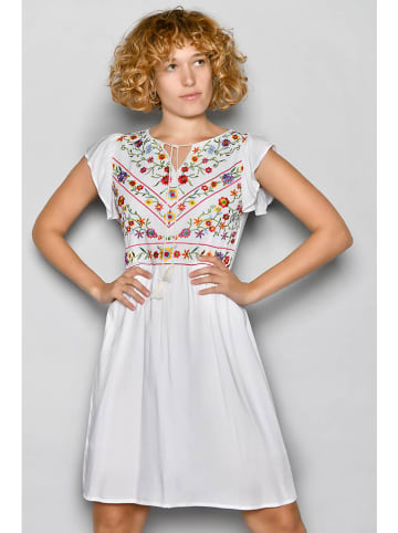 Tarifa Sukienka w kolorze białym ze wzorem