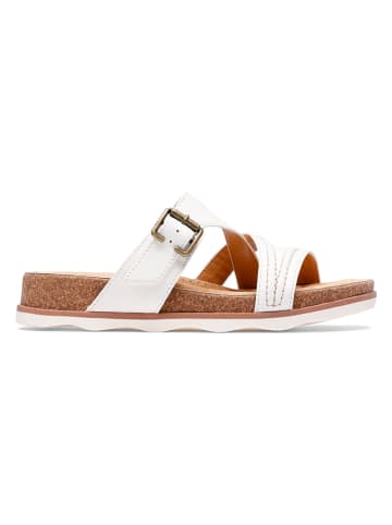 Clarks Leder-Pantoletten in Weiß