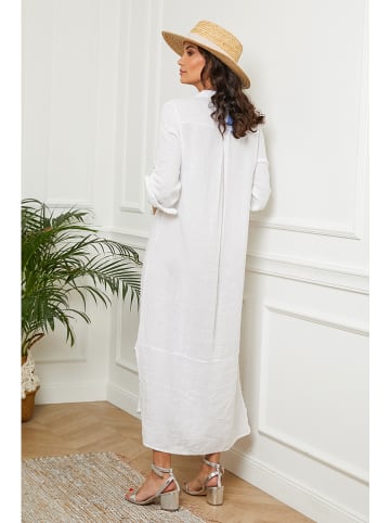 Le Monde du Lin Lniana sukienka w kolorze białym