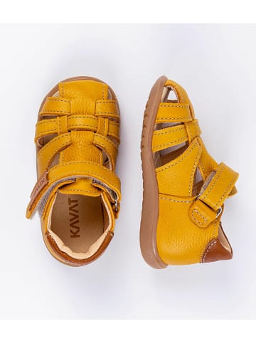 KAVAT Leren enkelsandalen geel