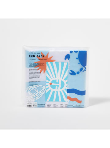 Sunny Life Strandtuch "Sunface" in Hellblau - (L)175 x (B)90 cm