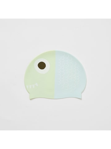 Sunny Life Badekappe "Monty the Monster" in Grün/ Hellblau - (L)22 x (B)21 cm