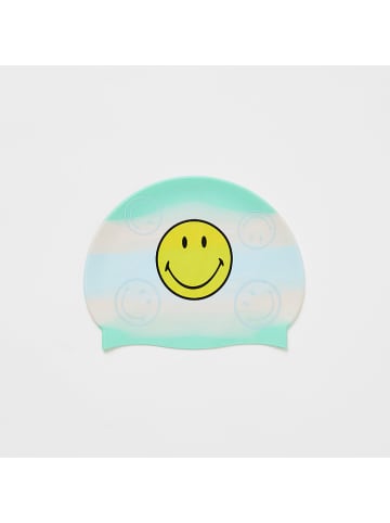 Sunny Life Badekappe "Smiley" in Hellblau/ Gelb - (L)22 x (B)21 cm