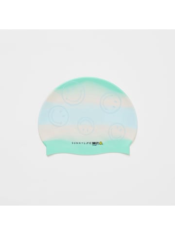 Sunny Life Badekappe "Smiley" in Hellblau/ Gelb - (L)22 x (B)21 cm