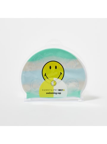 Sunny Life Badekappe "Smiley" in Hellblau/ Gelb - (L)22 x (B)21 cm