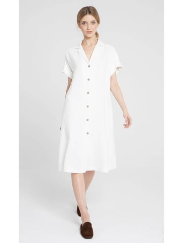 Deni Cler Lniana sukienka w kolorze białym