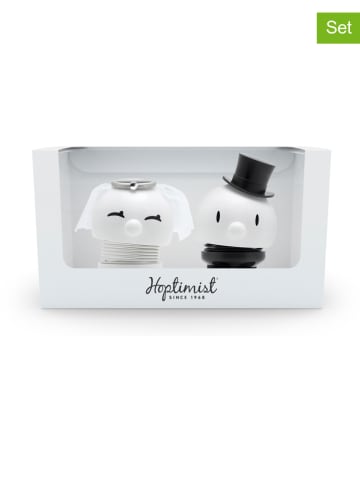 Hoptimist 2-delige set: decofiguren "Bride & Groom" wit/zwart - (H)8 cm