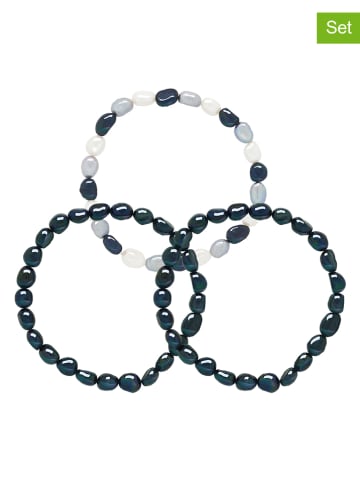 Pearline 3-delige set: armbanden wit/blauw