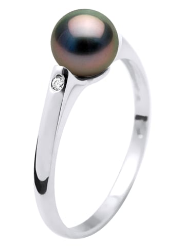 Pearl Addict Zilveren ring met parel en diamanten