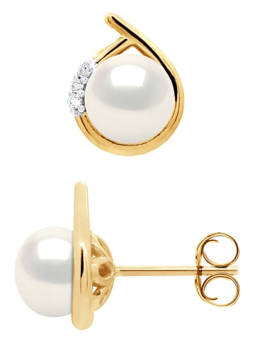 Pearline Gouden oorstekers met parels