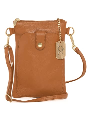Anna Morellini Leder-Handytasche "Erica" in Hellbraun - (B)14 x (H)21 x (T)1 cm