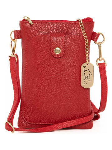 Anna Morellini Leren schoudertas "Erica" rood - (B)14 x (H)21 x (D)1 cm