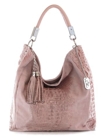 Anna Morellini Leder-Schultertasche "Allessandra" in Rosa - (B)38 x (H)36 x (T)14 cm