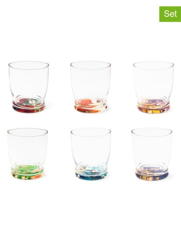 Trendy Kitchen by EXCÉLSA 6-delige set: glazen "Fuji" transparant/meerkleurig - 340 ml