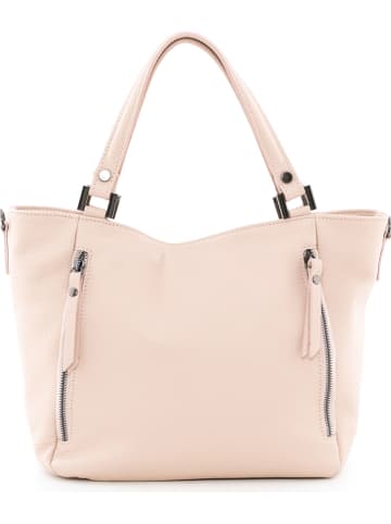 Mia Tomazzi Skórzany shopper bag "Alserio" w kolorze cielistym - 42 x 26 x 14 cm