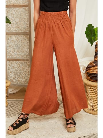 Lin Passion Lniane spodnie w kolorze pomarańczowym