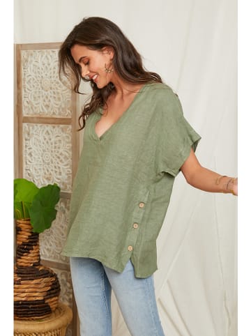 Lin Passion Leinen-Bluse in Grün