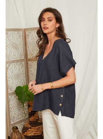 Lin Passion Linnen blouse donkerblauw
