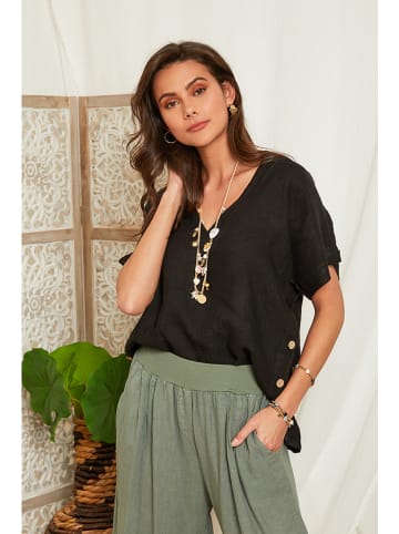 Lin Passion Leinen-Bluse in Schwarz
