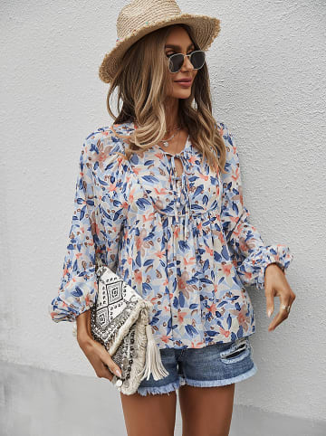 Sweet Summer Bluse in Blau/ Rosa