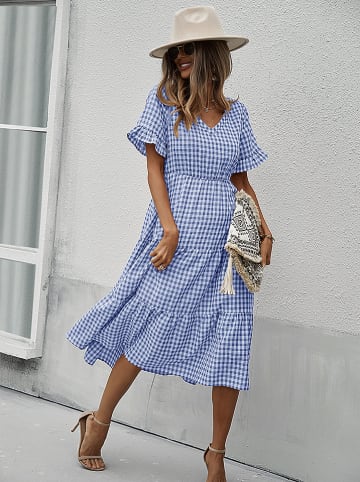 Tina Jurk blauw/wit